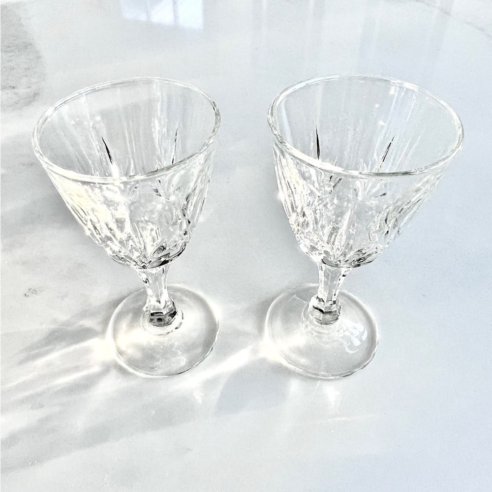 Vintage Luminarc Verrerie D’Arques France Crystal Glass Goblet signed set of 2